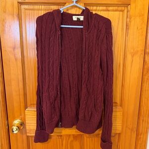 Women's Burgundy Cable Knit Sweater